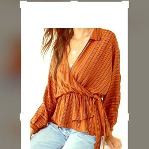 Striped Surplice Top